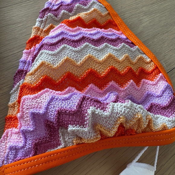 NWOT: Orange & Pink Zigzag Triangle Bikini Set - Picture 5 of 6